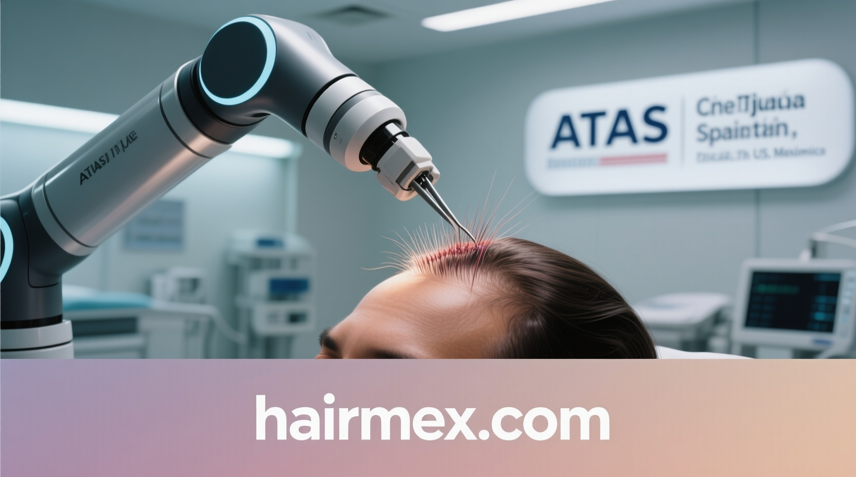 A smiling patient with a full head of hair after undergoing an ARTAS robotic hair transplant at Hermex Clinic in Tijuana.