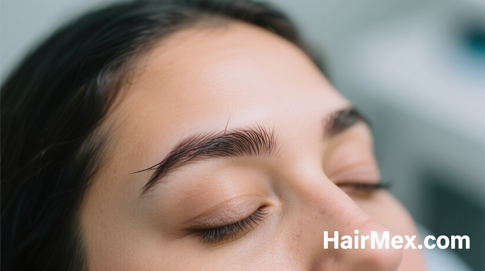 Close-up image showcasing before-and-after results of an eyebrow transplant, highlighting natural-looking hair growth.